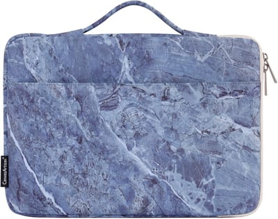Laptophoes 13.3 Inch HV – Laptop Sleeve met Handvat – Blauw Marmer