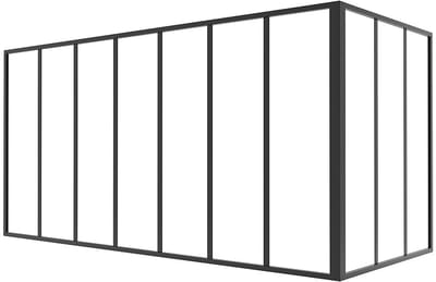 Vente-unique Hoekraam werkplaats van gepoedercoat aluminium - L210 x B90 x H105 cm (B x H) -Zwart - BAYVIEW