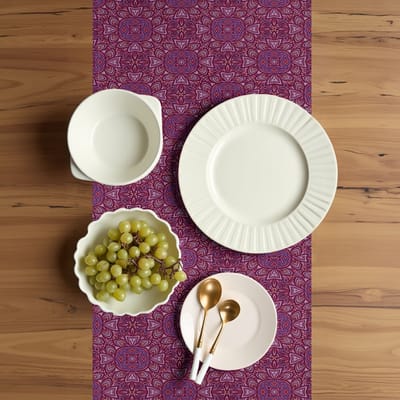 ABAKUHAUS Antiek Oosterse tafelloper – Magenta/Lila – 40x180 cm