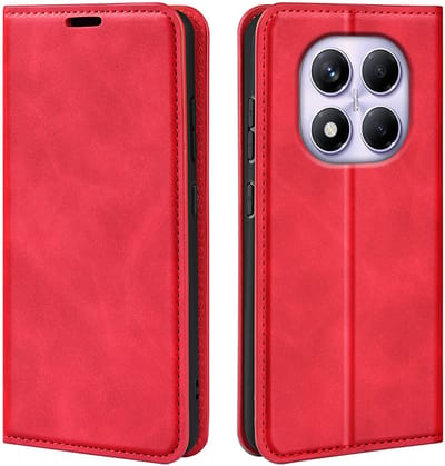 MobyDefend Hoesje - Geschikt voor Xiaomi Redmi Note 14 Pro 4G - Luxe Wallet Bookcase (Magnetische Sluiting) - Rood