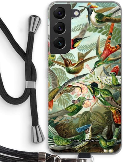 Case Company® - Hoesje met koord geschikt voor Samsung Galaxy S22 hoesje met Koord - Haeckel Trochilidae - Telefoonhoesje met Zwart Koord - Bescherming aan alle Kanten en Over de Schermrand