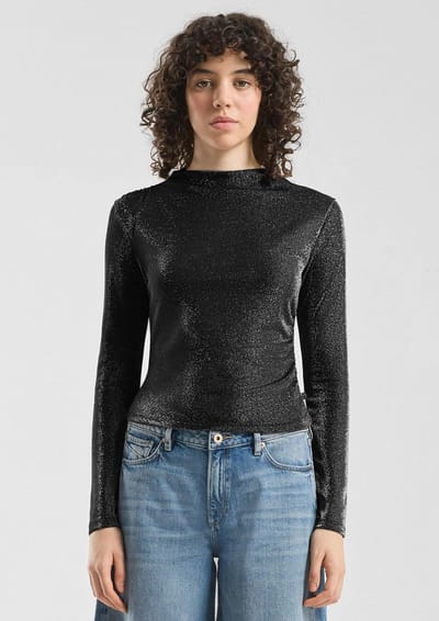 Q/S designed by - Dames t-shirt - Maat XS - Vrouwen - ZWART - polyamide