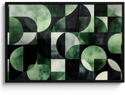 Poster in lijst - Fotolijst 120x80 cm - Posters - Abstract - Groen - Vormen - Posterlijst zwart - Decoratie - Wanddecoratie woonkamer - Muurdecoratie slaapkamer