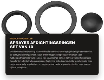 Dailygoods- Afdichtingsringen set van 10 stuks - Accessoires voor rubberspuitmachine - Herbruikbaar - Duurzaam - Hoogwaardig rubbermateriaal - Geschikt voor 3/5/8L - Rubberspuit