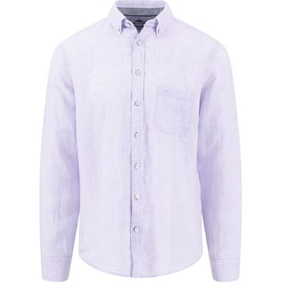 Fynch-Hatton Overhemd Premium Solid Linnen Button-Down Lavender / male