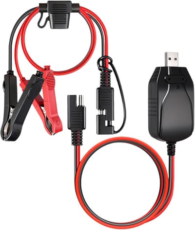 Acculader Motorfiets - Druppellader Slim - Accu Onderhoud - Universele USB - 12V - Zwart