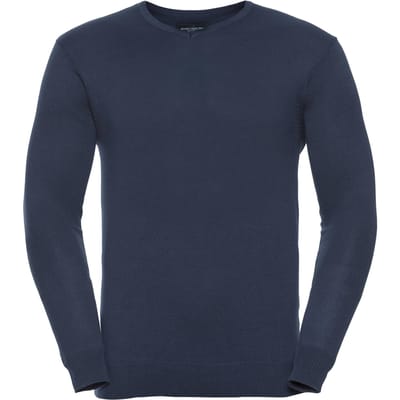 Russell Collectie Heren V-Hals Gebreide Trui (Franse marine)