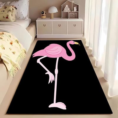 Tapis Grand Format Impression HD Flamant Rose pour Maison Salon Chambre d'Enfant Canapé Paillasson Cuisine Sol Antidérapant Décor 60*90cm
