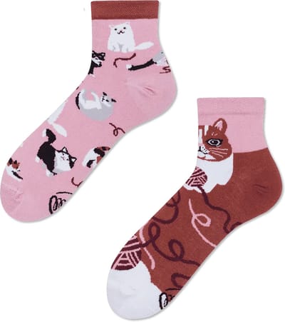 Many Mornings unisex hoge enkelsokken - Playful Cat Quarter - Unisex - Maat: 39 - 42