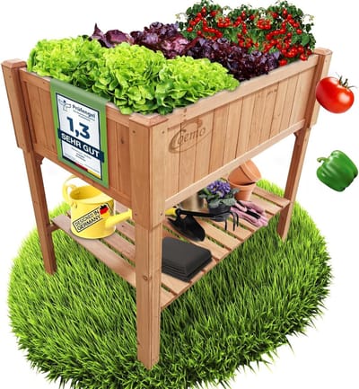 Coemo verhoogd houten bed 120 x 40 x 90 cm met plank Koud frame, plantenbak, groot plantbed, kruidenbed, kweekbed - set voor groenten, kruiden in de tuin, terras en balkon decoratie