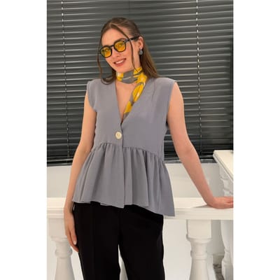 V-hals Knoploze Mouwloze Blouse