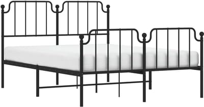 Bedframe met hoofdeinde - Ledikant metaal - Slaapkamer inrichting - Geen boxspring nodig - 140x190 cm - Zwart