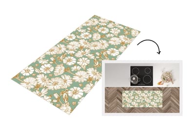 Keukenloper - Loper keuken - Bloem - Art nouveau - Design - 120x50 cm - Keukenloper vinyl