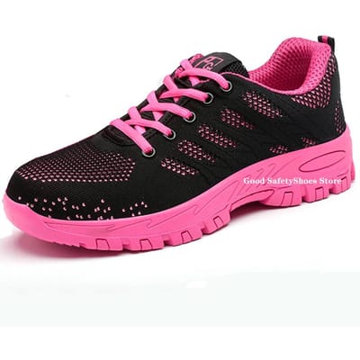 Ademende werksneakers Dames Veiligheidsschoenen Heren Lichtgewicht Anti-Smash Werkschoenen Laarzen Dames Beschermende schoenen met stalen neus Dames 36 pink