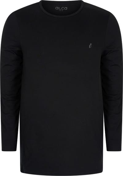 Alca Fashion - Heren Longsleeve Ronde Hals - Zwart 5XL - Grote Maten Heren - Katoen-Stretch