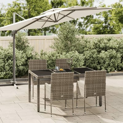 vidaXL - 5-delige - Tuinset - met - kussens - poly - rattan - grijs