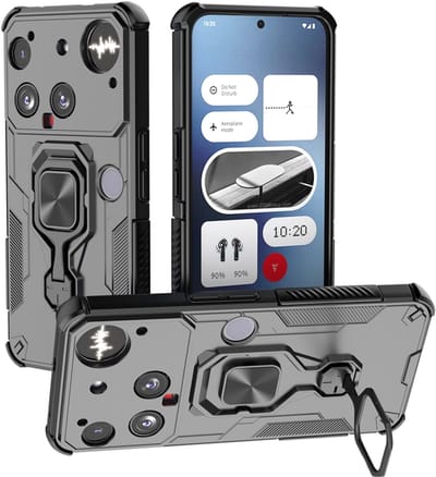 MobyDefend Hoesje - Geschikt voor Nothing Phone (3) - Dubbelgelaagde Pantsercase Met Standaard - Zwart