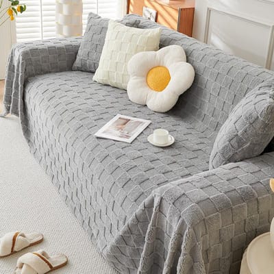 Herfst Winter Pluche Handdoek Lamswol Sofa Hoes Stof Hoes Crème Eenvoudige Moderne Stijl Effen Kleur Verdikt Loveseat Deken 180x130cm