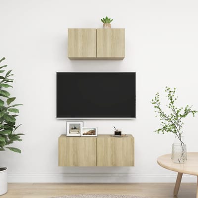vidaXL - 2-delige - Tv-meubelset - bewerkt - hout - sonoma - eikenkleurig
