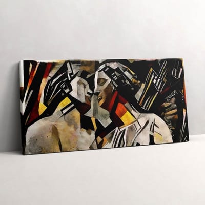 Wallfluent Foto Op Canvas Baroktijd - glas-in-loodkunst - 100 x 50 cm - Beige Schilderij Op Canvas - Kunst Foto Op Doek - Imitatie van een olieverfschilderij Schilderij Doek - Kunst Schilderij Canvas