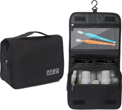 Norras toilettas met haak - ophangbare toilettas - reis toilettas - kamperen toilettas - zwart