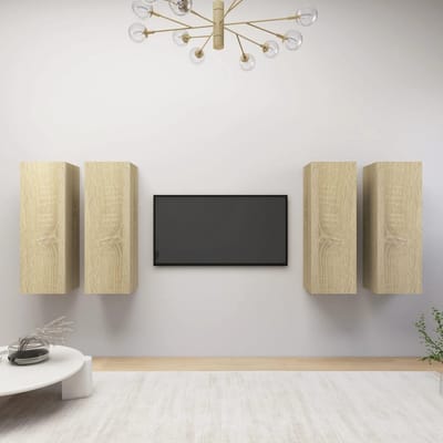 vidaXL - Tv-meubelen - 4 - st - 30,5x30x90 - cm - bewerkt - hout - sonoma - eikenkleurig