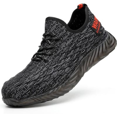 Chaussures d'assurance travail, Maille tissée mouche écaille de poisson, Tissée mouche anti-écrasement et anti-perforation, Chaussures d'assurance travail respirantes pour hommes 46 black