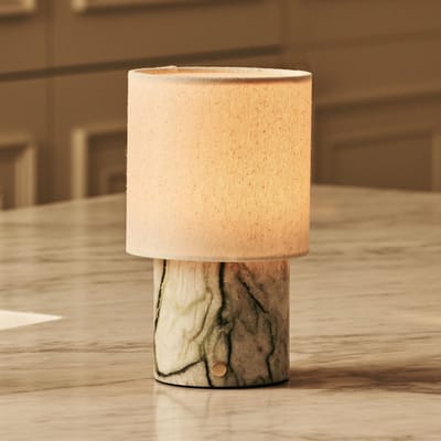 Tavellio Dou Oplaadbare Tafellamp – Ice Green en Linnenkap – Tot 100 uur