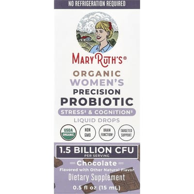 MaryRuth's, Probiotique de Précision Bio pour Femmes, Gouttes Liquides, Saveur Chocolat, 1,5 Milliard d'UFC, 0,5 fl oz (15 ml)