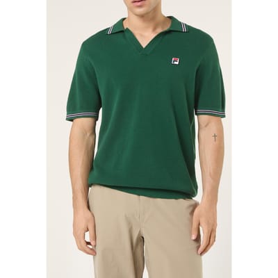 FILA Orentano Regular Johnny Collar Knitted Polo Shirt Posy Green Taglia: S | Polo Outlet | Uomo | Verde