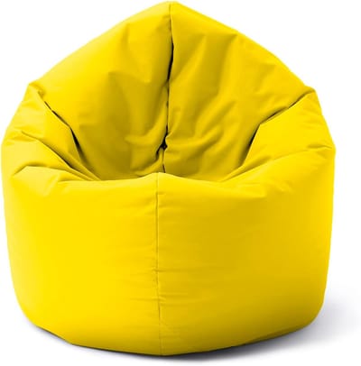 Lumaland Zitzak voor binnen en buiten, ronde 2-in-1 zitzak voor binnen en buiten, 300 l vulling, 120 x 80 x 75 cm, waterafstotend en robuust, geel