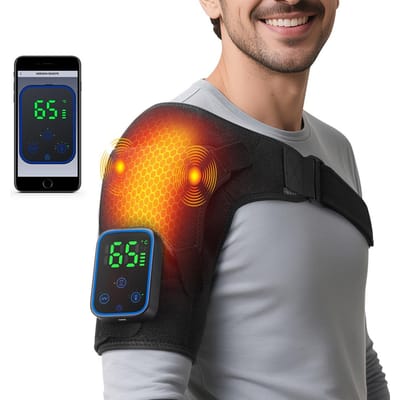 Slimme APP Draadloze Schouder Massager Verwarming Vibratie Massage Schouderband Kniebeschermer Gewricht Spier Ontspanning Afneembare Controller