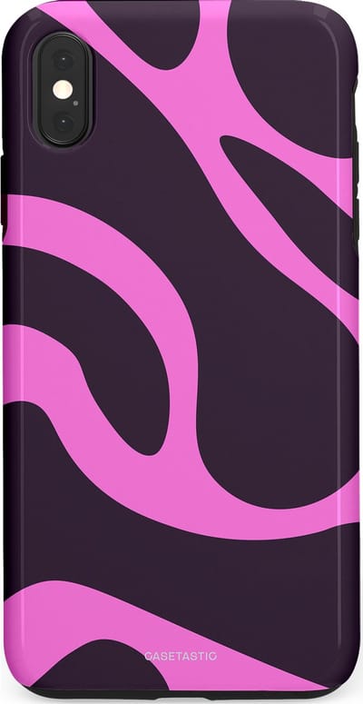 Casetastic hoesje geschikt voor Apple iPhone XS Max - Dubbellaagse bescherming - Roze Paarse Lavendel Abstractie - Fashion Case - Donkergrijs Roze