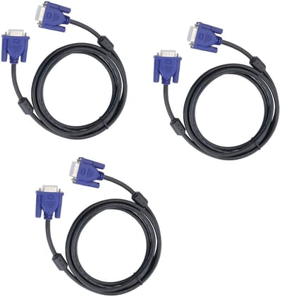Oneay 3-pack VGA-videokabel, HD15 mannelijk naar mannelijk, 1,5 meter lang met blauwe connector, geschikt voor tv en computermonitoren