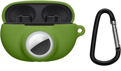 kwmobile oordopjes case geschikt voor Beats Studio Buds hoesje - Oortjes cover met AirTag houder - In-ear koptelefoon hoes - Silicone in groen