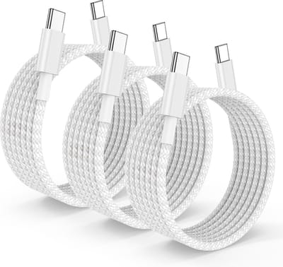 3x USB C naar USB C Kabel - 60W Snelladen - 1,2 Meter - USBC Kabels - USB-C Nylon Gevlochten Snoer Oplader - Voor IP 15,Pro,Max,Plus