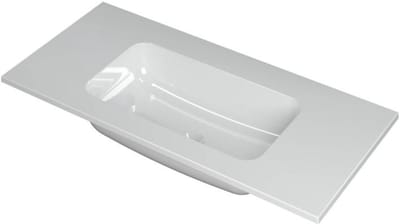 INK Faktor Wastafel Polystone Midden Zonder Kraangat - 1000x450x15 mm - Glans Wit