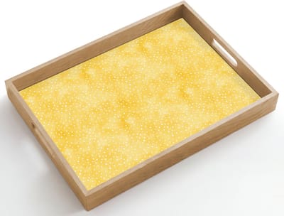 Dienblad hout 50x35 cm - Schootdienblad - Frans - Citroen - Strepen - Wit - Geel - Borrelplank rechthoek - Plateau dienbladen