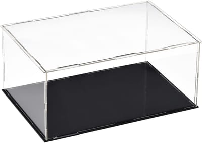 Dailygoods- Opbergdoos 25 x 15 x 10 cm - Acryl Vitrine - Stofdicht - Zwarte Basis - Organizer - Duurzaam Materiaal