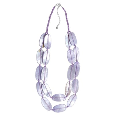 Behave - Gevlochten Lange Ketting met Lila Schelpen - Trendy Accessoire voor Dames