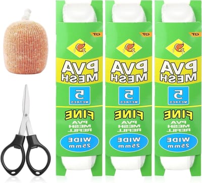 3 Stuks 5m Wateroplosbare PVA Mesh Zakjes met Scharen voor Karpervisserij, Ideaal voor Boilie Aas en Vissen met PVA Mesh Bags