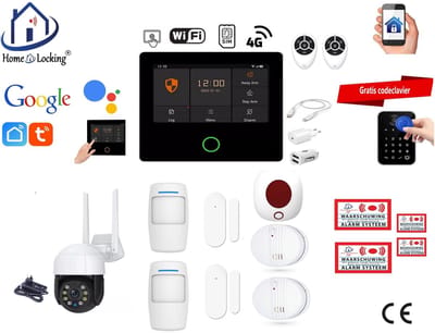 Draadloos alarmsysteem voor woning/camper/boot/caravan werkt met wifi en sim kaart en met spraakgestuurde apps. (Nederlands of Frans stem en tekst) ST01A-65