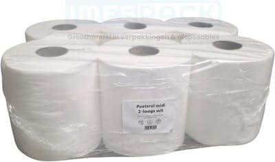 Handdoekrol - Poetsrol - Midi - 2laags - 6 rollen - Cellulose