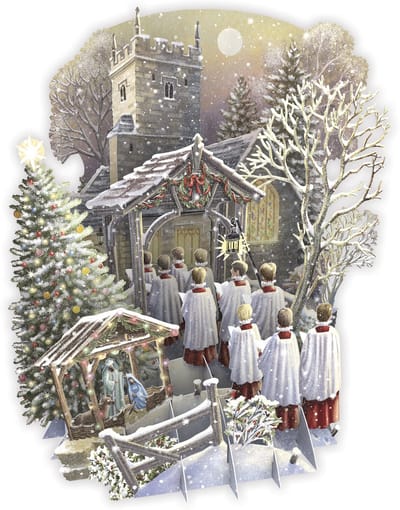3D-Pop Up Wenskaart Christmas Choir - Laser gesneden kerstkaart