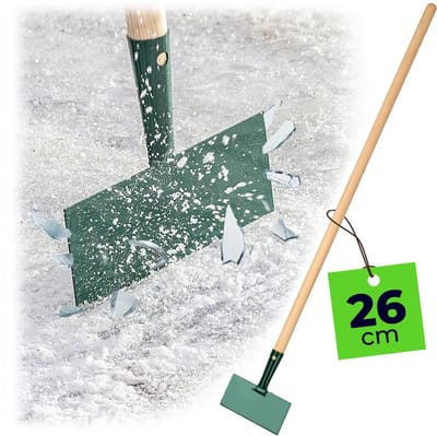 KADAX IJshaker van versterkt staal, ijskrabber met lange steel van hout, ijskrabber, vloerschraper voor tuin, ijssnijder (breedte: 26 cm)
