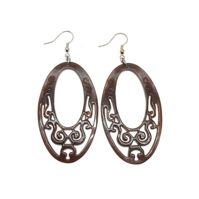 Behave - Oorbellen - Oorhangers Ovaal Bewerkt Vintage Look - 9 cm