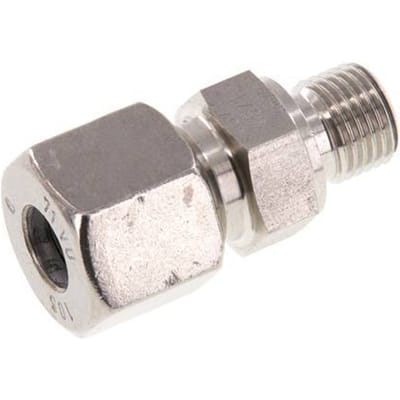 G 1/4'' Buitendraad x 10S RVS Rechte Snijring Koppeling 630 Bar DIN 2353 - FL2S-MC-ST-014G-10-S