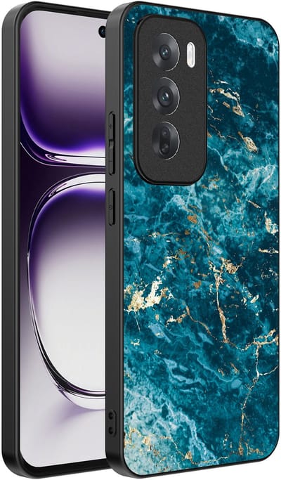 Smartphonica Telefoonhoesje Geschikt voor Oppo Reno 12 met marmer opdruk - TPU backcover case blue marble design - Blauw geschikt voor Oppo Reno 12