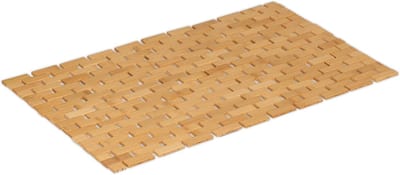 Famanu – Set van 1 stuk bamboe badmat antislip oprolbaar voor douche sauna en zwembad 70 x 42 cm naturel