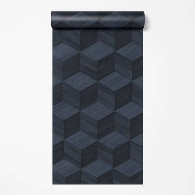 Dutch Wallcoverings - Renaissance - Natural Cube Cobolt - Vliesbehang - 10m x 53cm - RE521095